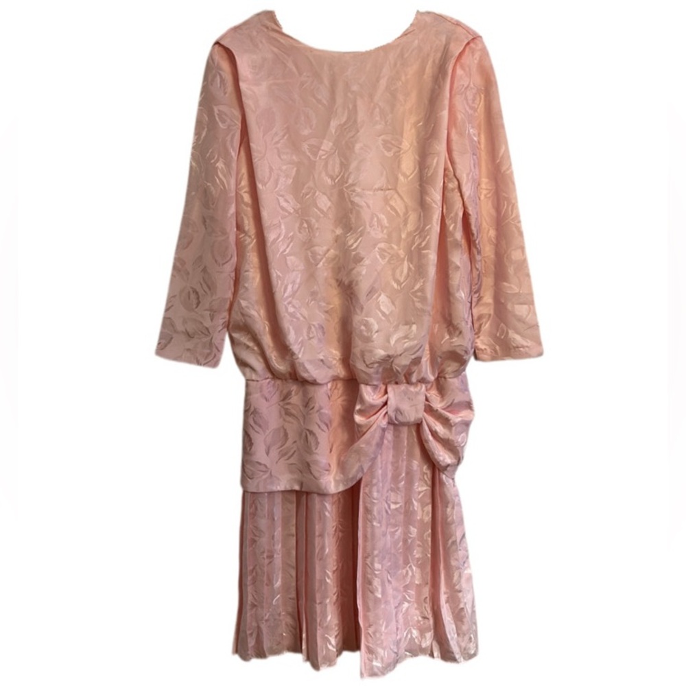 1980s Pink Floral Bow Dress with Low Back
